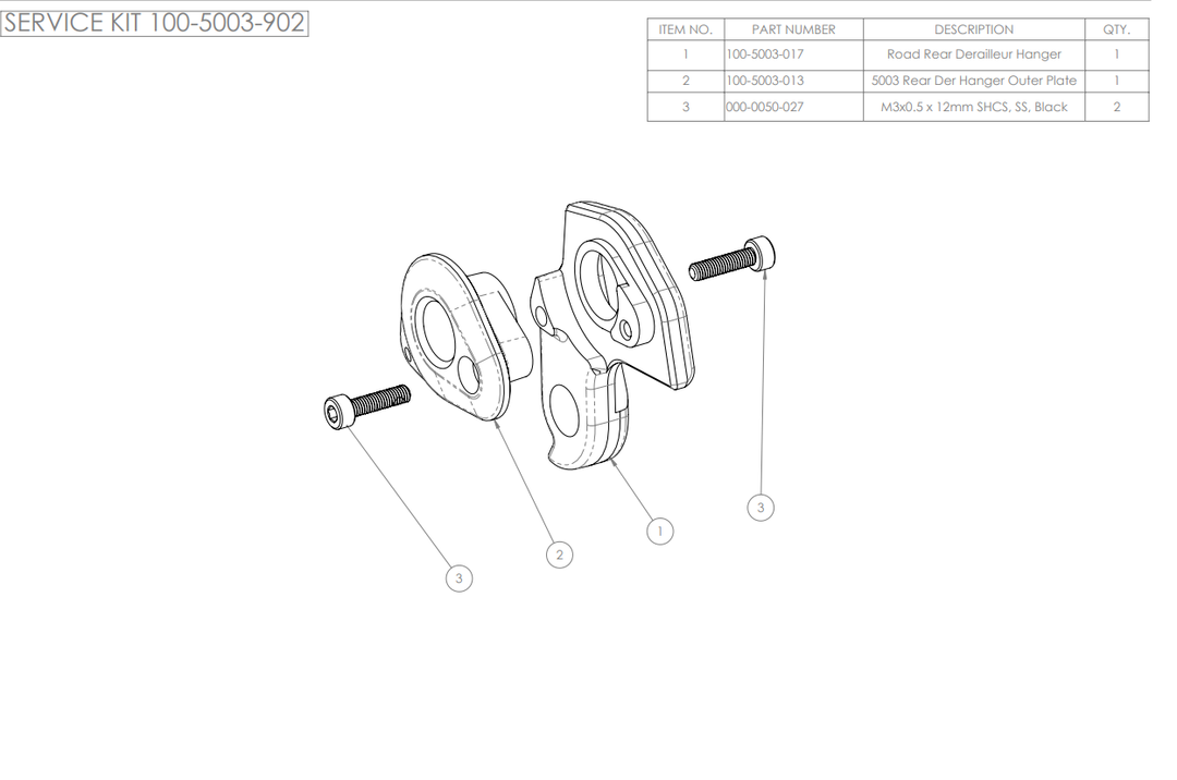 Service Frame Road R Der. Hanger Kit