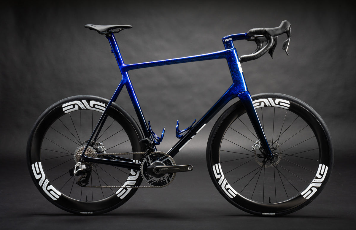 Deep blue ENVE Custom Road with coordinated cockpit and ENVE wheels