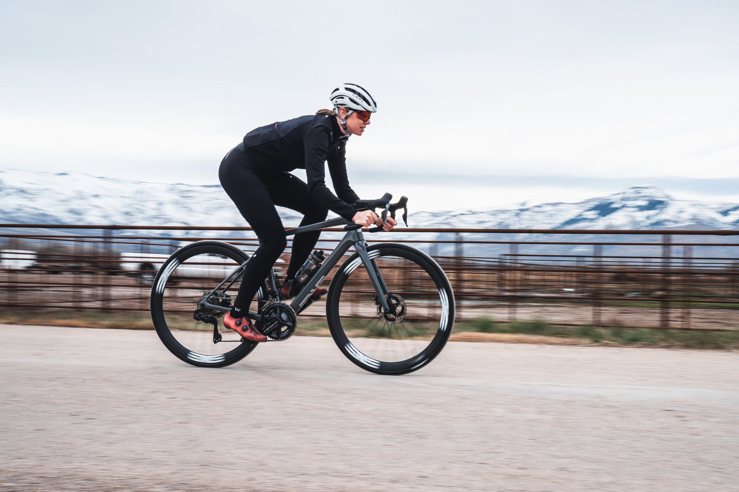 ENVE AR40 all-road carbon wheels ridden on an alpine paved road
